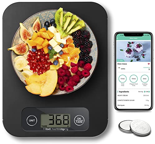 URAMAZ Smart Food Scale with Nutritional Calculator, Digital Kitchen Scale with Bluetooth App for Weight Loss, Food Weight Scale for Diet, Keto, Macro, Calories Counting, Tracking, 11lb