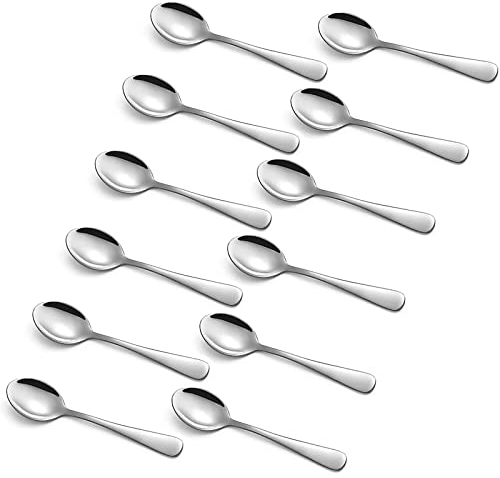 Cuillères à café expresso, mini cuillères en acier inoxydable 10,2 cm, couverts brillants petites cuillères à thé cuillères à Demitasse (lot de 12)