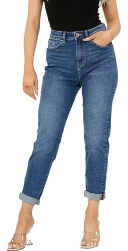Ex Famous Store Mom Jeans High Waisted for Women UK, Ladies Ankle Grazer Relaxed Fit Jean