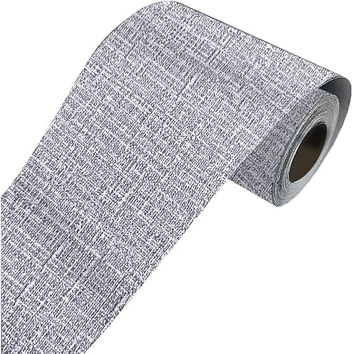 LUO YIYI 10Meters Self-Adhesive Linen Gray PVC Backsplash Border Wall Decor Kitchen Bathroom Tiles Sticker Wallpaper 4.0x390inch