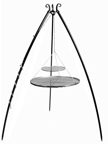 GMD Living Schwenkgrill LÜBEN 200 cm inkl. Doppelrost aus Rohstahl, Größe:Grillrost Ø80 cm + Ø40 cm