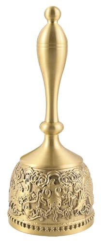 YARNOW Cloche À Main en Laiton Vintage avec Poignée Sculptée Cloche De Service pour Accueil Décoration De Noël Et Réunions Familiales