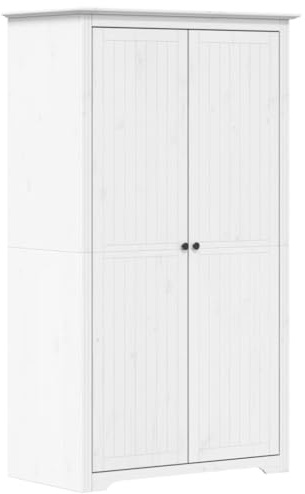 vidaXL Armario, Mueble con Almacenamiento para Ropa Zapatos, Aparador Alto, Ropero para Dormitorio Hogar, Madera Maciza de Pino Blanco