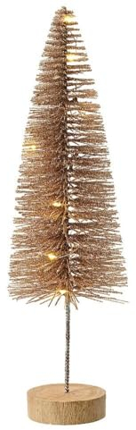 Weihnachtsbaum Beleuchtet Mini Tannenbaum Gold Glitzer LED Warmweiß Timer 40cm
