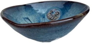 Colm de Ris Irish Triskele Candies Pottery Bowl Made in Ireland Handcrafted Ceramic Celtic Kitchen Accessory 3.7'x10.2', Medium, Cobalt Blue