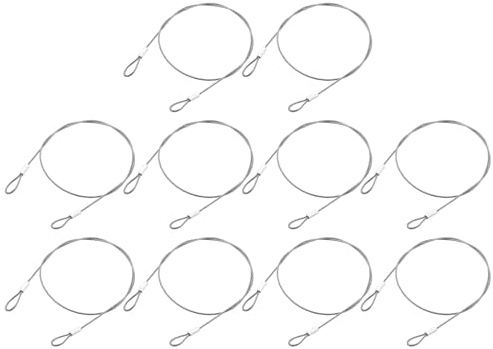 QUARKZMAN 10 Piezas de Cable de Cordón, Cable de Acero Inoxidable de 50 cm x 1.5 mm con Bucles Recubiertos de Vinilo, Cable de Acero de Seguridad para Conectar Muebles, Plateado