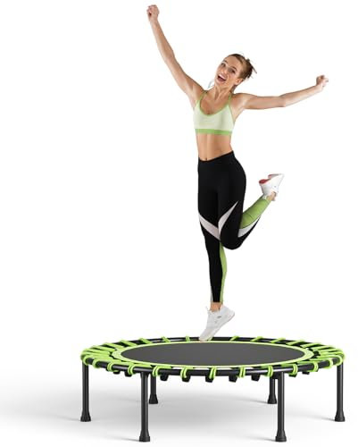 The Fellie Rebounder Trampolin für Erwachsene, 101,6 cm, Mini-Trampolin, für drinnen und draußen, Fitness-Trampoline, kleiner Bungee-Rebounder für Workout-Übungen, Grün
