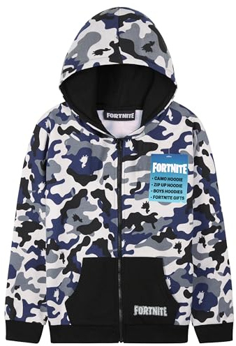 Fortnite Sudadera Niño Adolescentes Sudaderas con Cremallera Chaquetas Juveniles con Capucha Cálida y Cómoda Ideas Regalo (13-14 Años, Camuflaje)
