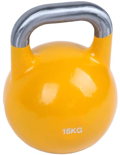 Kettlebell, Competition Style, Professional Grade Steel, Chrome Handle, Multi-Coloured, Indoor/Outdoor Training (18, Kilograms)