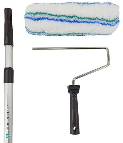 Scorprotect® Profi Universal Farbroll-Set 3 tlg. Polyester-Farbwalze 25 cm und Alu-Teleskopstange