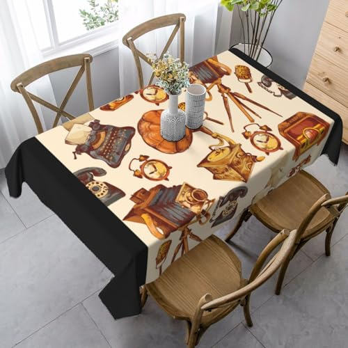 Horloge rétro avec Microphone et Appareil Photo, Nappe rectangulaire de 35 x 55 Pouces, imperméable et Anti-poussière