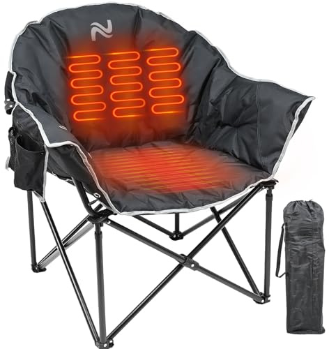 Meulbaty Heated Camping Chair Foldable,3 Level Adjustable & Fast Heated,Oversized Heated Folding Chair for Adults,Battery NOT Included