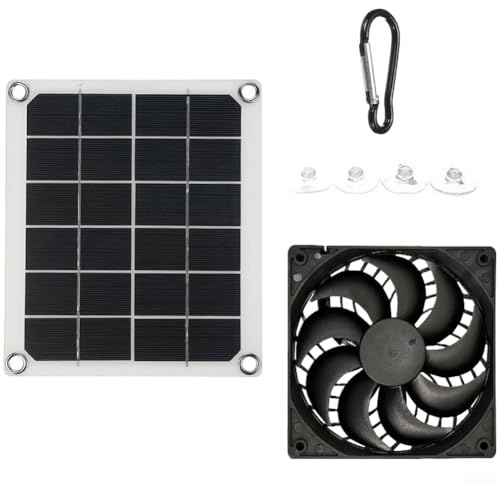 Gdfnmogo 7W Solar-Powered Exhaust Fan for Chicken Coop, Greenhouse and Pet House, Monocrystalline Ventilation Fan with Mounting Accessories, Black