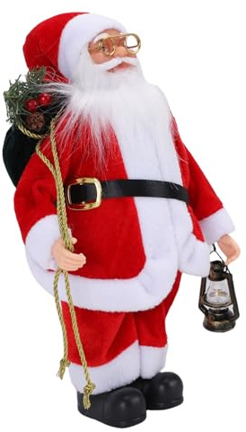 Cocoarm Figura de Papá Noel de Pie, Diseño Clásico para Decoración Navideña del Hogar, Tela de Goma, 1 Figura de Muñeco de Papá Noel