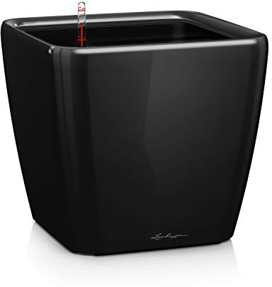 Lechuza Self Watering Plant Pot QUADRO LS 35 Garden Flower Indoor and Outdoor Plastic Planter with Drainage Hole H33 L35 W35 cm Black High-Gloss