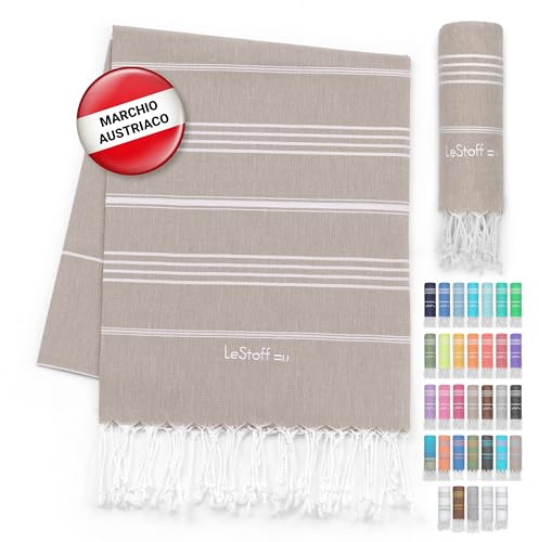 LeStoff Panno per hammam di alta qualità, versatile, sostenibile, assorbente e ad asciugatura rapida, 100% cotone biologico, spiaggia, bagno, doccia, yoga, spa e asciugamano da viaggio (95 x 180 cm,