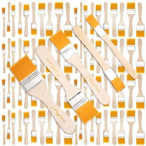 AllRight Pinselset Malerpinsel Set 100tlg Set 5 versch mit Holzgriff Lasurpinsel Set Qualitäts Lackierpinsel ohne Haarverlust Premium Flachpinsel für Holz Streichen Fensterrahmenpinsel