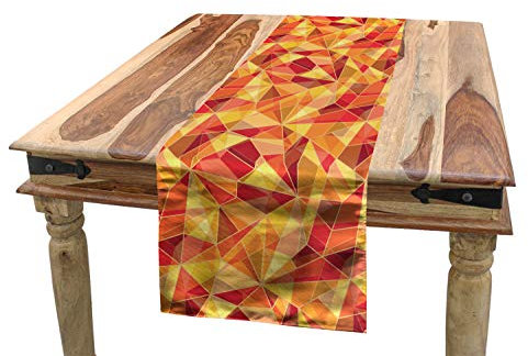 ABAKUHAUS Geometrisch Tischläufer, Mosaik Digital Stil, Esszimmer Küche Rechteckiger Dekorativer Tischläufer, 40 x 180 cm, Orange Paprika
