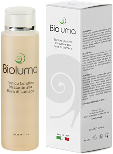 Bioluma Bava di Lumaca Tonico Viso 150ml Senza Alcool con Acido Ialuronico Acqua Fiordaliso Calendula Lenitivo Idratante Tonificante Senza Risciacquo per Pelle Secca Grassa Mista Made in Italy