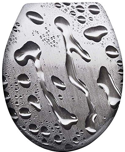 LZQ WC Sitz Toilettendeckel mit Absenkautomatik Toilettensitz Universal Größe Toilettensitz aus Hartplastik Antibakteriell Klodeckel aus Duroplast-Wasser