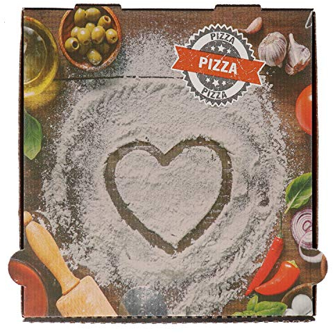 Nette 100 Pizzakartons Francia Herz, FSC®-zertifiziert (30x30x4cm)