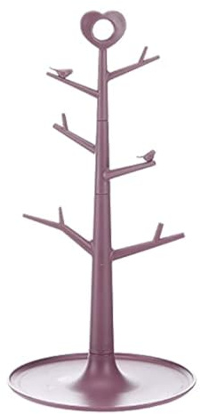 Mug Holder Tree - Removable Organizer Rack Stand With Hooks for Countertop Home Storage (Rose Red)