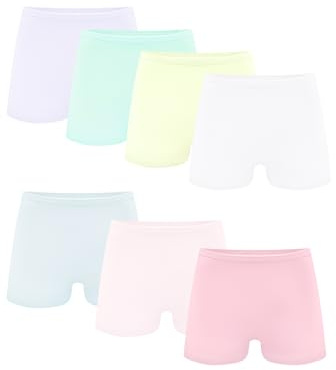 POWER FLOWER Girls' Cotton Boxer Shorts Multipack – Soft and Breathable Underwear, Comfortable Boxer Briefs for Ages 2-12 (Pack of 7)