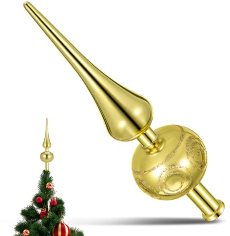 Gadpiparty Christbaumspitze GoldWeihnachtsbaumspitze Dekorative Flaggenmast obere Kappe Ornament für Draußen Indoor Winter Urlaub Baumdekoration Christbaumschmuck