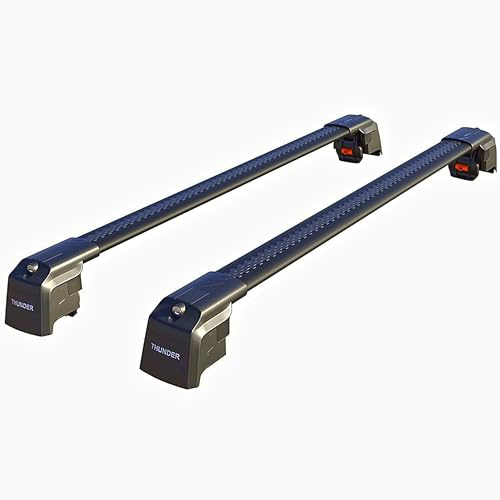 THUNDER CARRIER Aluminium Roof Bars for VW Passat Estate & Alltrack (2015-2024) | Lockable Roof Rack Crossbars for Flush Rails | 75kg/225kg Load Capacity | Pair (Black, VARIANT 2015-Onward)
