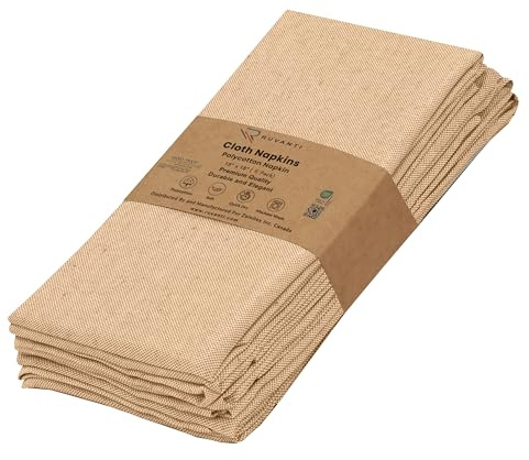 Ruvanti Cloth Napkins Set of 6, 18x18 Reusable Napkins Cloth Washable, Soft & Durable Table Napkins, Poly Cotton Fabric Dinner Napkins for Parties, Christmas, Thanksgiving, Weddings - Honey