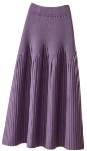 SUIUOI Gonna Lunga Donna Inverno Vita Alta Vintage,Lana Maxi Gonne Vita Elastica Lunga e Linea ad A,Elegante Lunga Gonna A-Line Plissettata Svasata Gonne