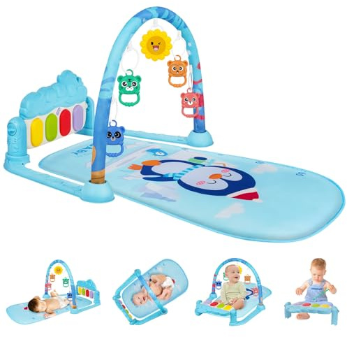 AOMIG Baby piano gymmatta, Baby Gym Spela Mats med musik och ljus, Lekmatta med löstagbara aktivitetsleksaker, tidig utvecklingsaktivitet Baby Lekmatta Leksakspresent för bebisar