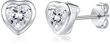 Estrellique Silber Damen Ohrringe mit Zirkonia, 925 Sterling Silber Ohrstecker,Damen Mädchen 4mm Herz Ohrstecker, Hypoallergen Klein Knorpel Schlafen Ohrringe Stecker Geschenke für Frauen
