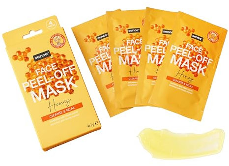 Sence Beauty & Kosmetik, Honey Peel-Off-Gesichtsmaske mit Glycerin, Face Care, skin face mask, sheet mask, Gesichtspflege, Porenreiniger Gesicht, 4 Stück (4x7g)