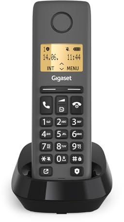Gigaset Pure 120 - Teléfono inalámbrico DECT con función No Molestar - Eco DECT - Pantalla iluminada - Compatible con audífonos, Negro carbón [Compatible en ES y SE]