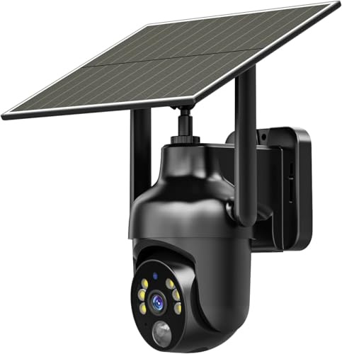 Tefrio No WiFi Security Camera with Built-in 4G LTE SIM Card, Support Unlimited Data Plan, 2K Color Night Vision, 360° Live View, Real-time Alerts to Phone, Wireless Solar Outdoor Cellular Camera