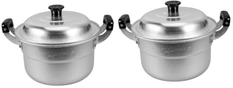 PRETYZOOM 2 Piezas Mini Olla De Sopa Multifuncional Ollas Electricas Multi Utensilios De Cocina Doble Instante Fuente De Horno Wok Lámina Cacerola De Leche Cacerola Pequeña Aluminio Silver