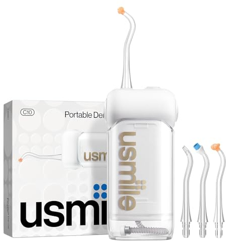 usmile Irrigador bucal portátil C10 - 95 días de batería, 4 modos de limpieza, 180 ml, IPX7 resistente al agua, ideal para viajes, aparatos ortopédicos, implantes y encías