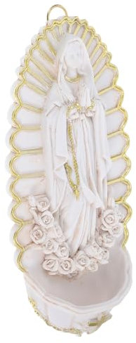 VALICLUD Bénitier En Résine Notre-Dame De Lourdes Catholique Pour L'Entrée - Figurine De Bénédiction Religieuse - Décoration Murale D'Église - Décoration D' De Première