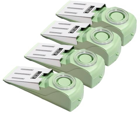 Mengshen Dörröppet larm för lägenhetssäkerhet 120 dB ljud och ljusvarning halkfri gummibas idealisk för solo resenärer och hyresgäster 4-pack inkluderar uppladdningsbart batteri