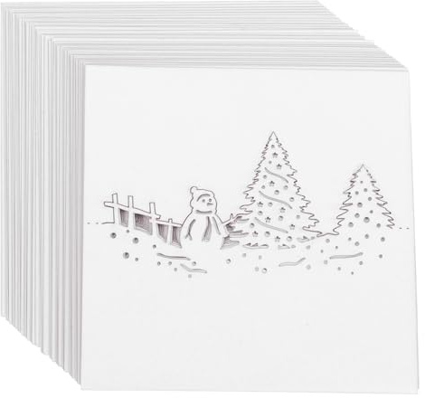 TOPBATHY Lot de 50 Marque-places de Noël en Forme de Bonhomme de Neige, Vierges, pour Décoration de Table, Dîner, Banquet, Table D'hiver