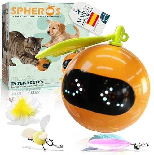 MIMAD® SPHEROS Pelota Interactiva para Gatos y Perros Pequeños – Juguete Inteligente Autónomo con Luces led de Colores y Laser – Juguetes para Gatos - Juguetes para Perros