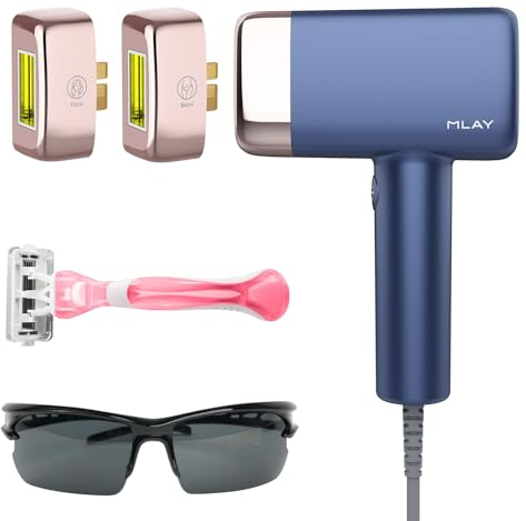 Epilatore Luce Pulsata,0,5 Episodi/Flashlight Depilazione Indolore a Punti di Ghiaccio con Due Precise Testine di Depilazione Per Il Viso,Adatte Per La Depilazione Di Viso,Ascelle,Gambe E Zona Bikini