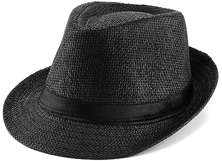 Faletony Unisex Fedora Hat Trilby Straw Hats Summer Panama Beach Sun Cap