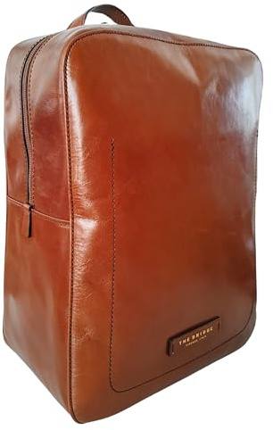 The Bridge Zaino Backpack large Porta Pc fino a 15' pelle leather made in Italy spallacci regolabili man uomo 36X27X18 Cm marrone brown 46410601