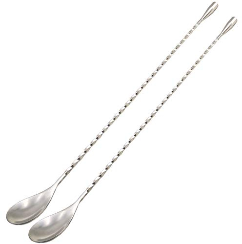 39.9 cm extra langer Cocktail-Rührlöffel-Set, lebensmittelechter 18/8 Edelstahl-Rührer, Spiralmuster, Bar-Cocktail-Shaker, Löffel für Eiscreme, Smoothies, Malz, Milchshakes, Saft, Getränke, 2 Stück
