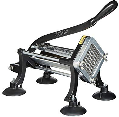 Weston Professional French Fry Cutter for Potatoes and Vegetable Dicer, 3/8” Stainless Steel Cutting Blade, Suction Cup and Wall-Mount Feet, Restaurant-Quality, Black (36-3550-W)