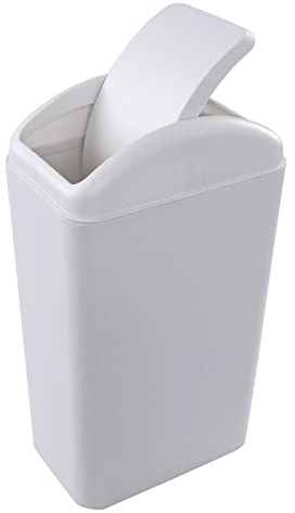 Jandson Papelera con Tapa Oscilante Gris, Cubo de Basura, 14 Litros