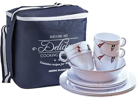 Marine Business Regata-Pack VAJILLA-16u, Melamina, Azul, Mediano
