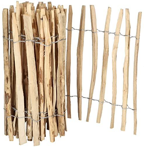 KOTARBAU® Staketenzaun Rollzaun 5m aus Haselnusslatten für Pflanzen und Rasen 70 cm Kastanienzaun aus Haselnuss Holzzaun Gartenzaun Staketenabstand 3-4 cm